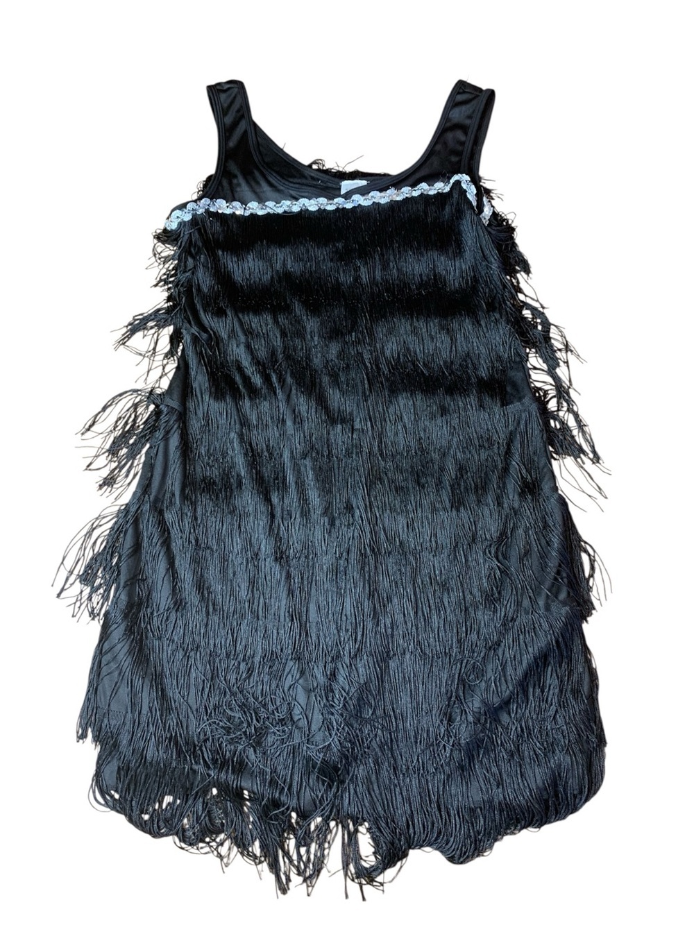 Spirit Halloween Roaring 20s Flapper Costume Dress Black Fringe Sequin Size S